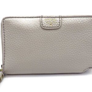 Elegant Pale Gray Fossil Wallet/ Zippered Closure